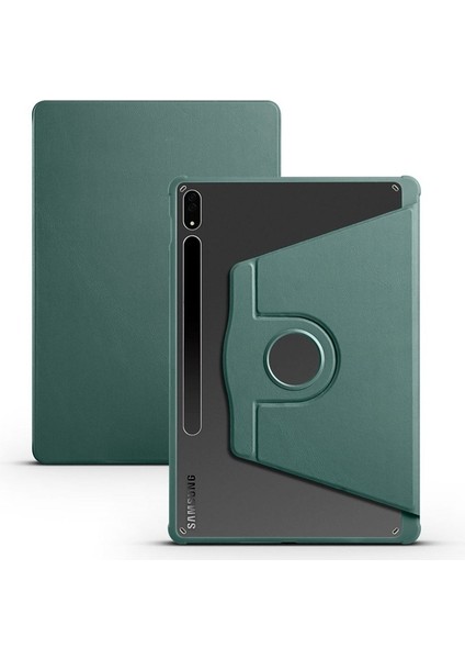 Samsung Galaxy Tab S8 Plus SM-X800 Uyumlu Kılıf Zore Termik Kalem Bölmeli Dönebilen Standlı Kılıf, Koyu Yeşil