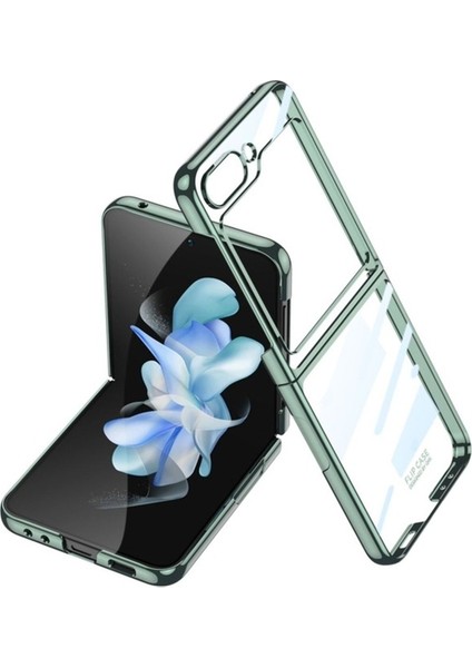 Samsung Galaxy Z Flip 5 Uyumlu Kılıf Kıpta Lensli Kapak, Koyu Yeşil