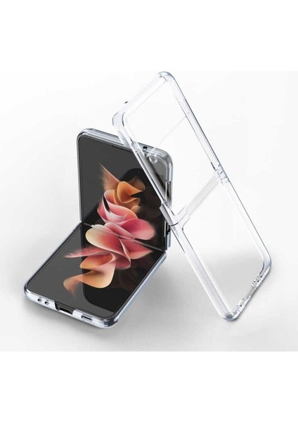 Samsung Galaxy Z Flip 3 Uyumlu Kılıf Kıpta Kapak, Renksiz