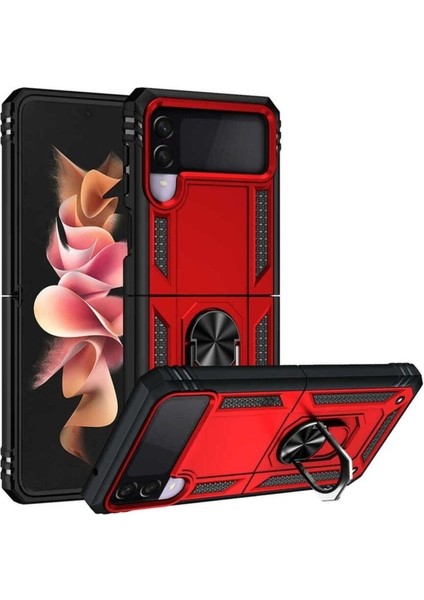 Samsung Galaxy Z Flip 3 Uyumlu Kılıf Vega Kapak, Kırmızı
