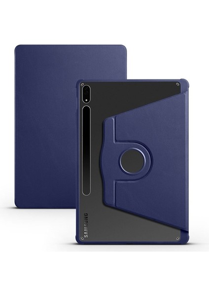 Samsung Galaxy Tab S7 Plus T970 Uyumlu Kılıf Zore Termik Kalem Bölmeli Dönebilen Standlı Kılıf, Lacivert