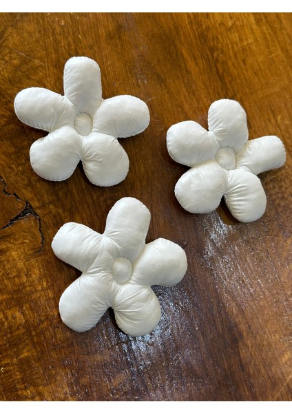 3 Adet Şişme Beyaz Çiçek Dikiş Giyim Çanta Aksesuarı 9x9 cm
