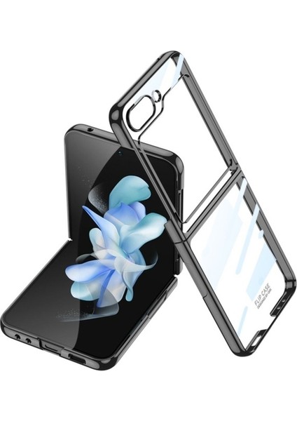 Samsung Galaxy Z Flip 5 Uyumlu Kılıf Kıpta Lensli Kapak, Siyah