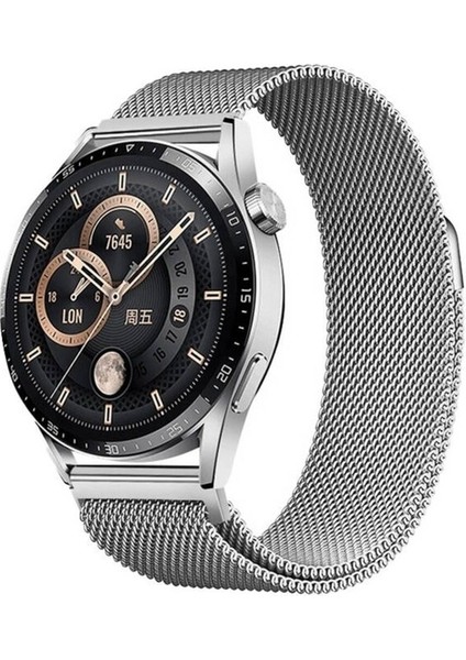 Samsung Galaxy Watch 46MM Uyumlu Zore Band-12 22MM Metal Hasır Kordon, Gümüş