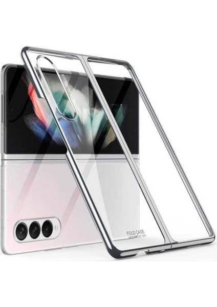 Samsung Galaxy Z Fold 3 Uyumlu Kılıf Kıpta Kapak, Gümüş
