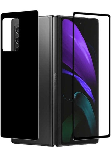 Samsung Galaxy Z Fold 2 Uyumlu Ön Arka 5d Full Yapışkanlı Temperli Ekran Koruyucu, Siyah