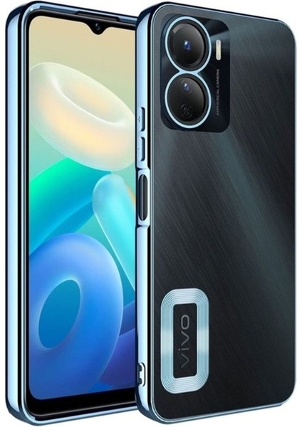 Vivo Y16 Uyumlu Kılıf Kamera Korumalı Logo Gösteren Omega Kapak, Sierra Mavi