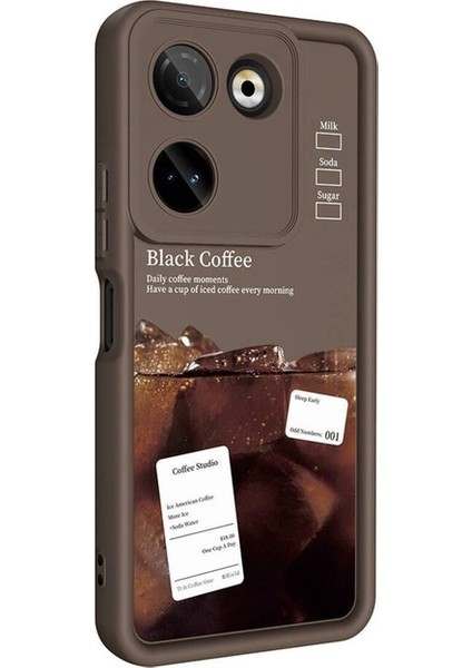Tecno Camon 20 Pro 4g Uyumlu Kılıf Kamera Korumalı Baskılı Arka Yüzey Klas Kapak, Koyu Kahve