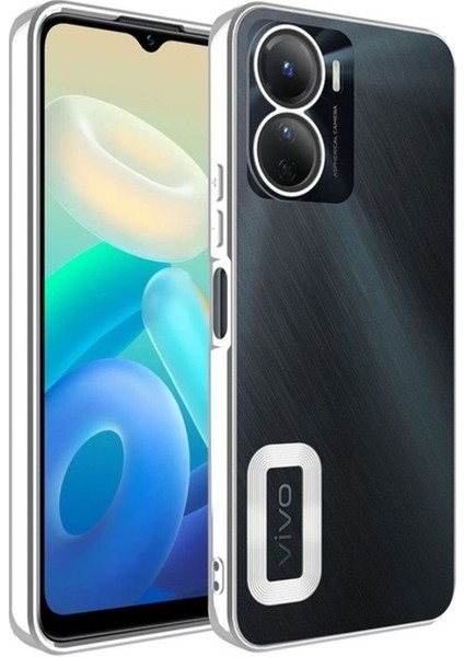 Vivo Y16 Uyumlu Kılıf Kamera Korumalı Logo Gösteren Omega Kapak, Gümüş