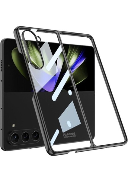 Samsung Galaxy Z Fold 5 Uyumlu Kılıf Full Camlı Kıpta Kapak, Siyah