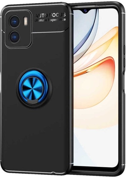 Vivo Y15S Uyumlu Kılıf Ravel Silikon Kapak, Siyah-Mavi