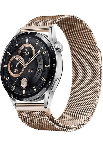 Xiaomi Amazfit Pace Uyumlu Zore Band-12 22MM Metal Hasır Kordon, Rose Gold