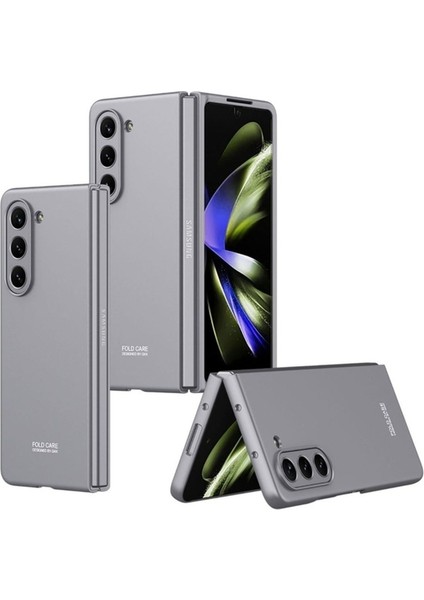 Samsung Galaxy Z Fold 5 Uyumlu Kılıf Sert Kıpta Kapak, Gri