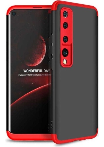 Xiaomi Mi 10 Uyumlu Kılıf Ays Kapak, Siyah-Kırmızı