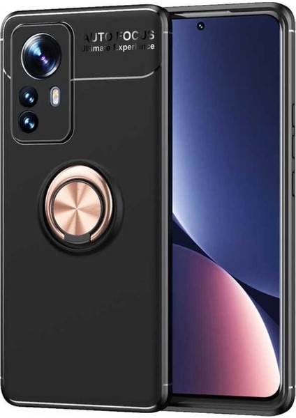 Xiaomi Mi 12 Pro Uyumlu Kılıf Ravel Silikon Kapak, Siyah-Rose Gold