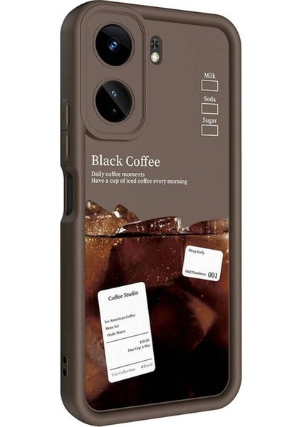 Xiaomi Mi 13T Pro Uyumlu Kılıf Kamera Korumalı Baskılı Arka Yüzey Klas Kapak, Koyu Kahve