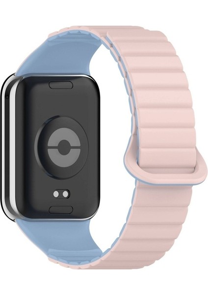 Xiaomi Mi Band 8 Pro Uyumlu Silikon Kordon Zore KRD-105 Strap Kayış, Pembe-Mavi