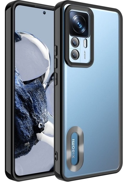 Xiaomi Mi 12T Uyumlu Kılıf Kamera Korumalı Logo Gösteren Omega Kapak, Siyah