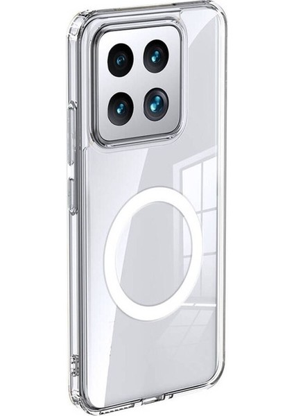 Xiaomi Mi 14 Uyumlu Kılıf Sert Pc Arka Yüzey Wireless Şarj Özellikli Flet Magsafe Kapak, Renksiz