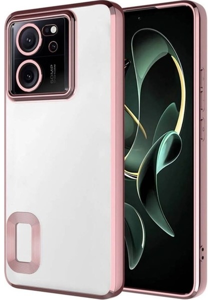 Xiaomi Mi 13T Uyumlu Kılıf Kamera Korumalı Logo Gösteren Omega Kapak, Rose Gold