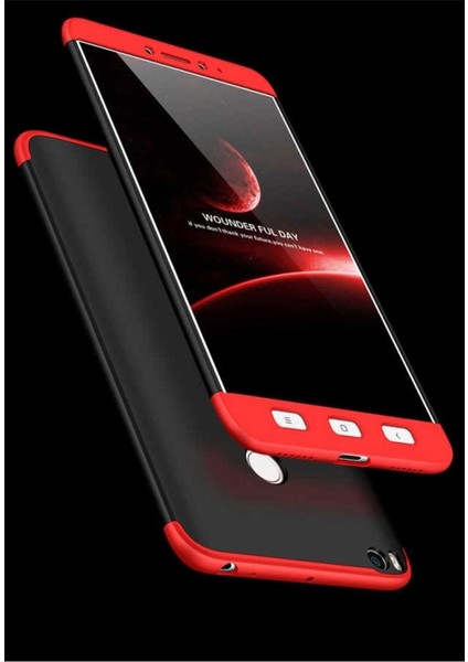 Xiaomi Mi Max 2 Uyumlu Kılıf Ays Kapak, Siyah-Kırmızı