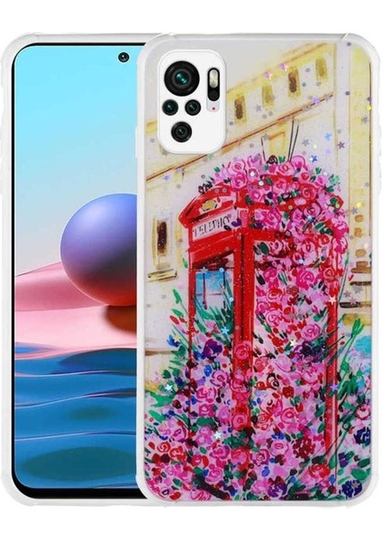 Xiaomi Poco M5S Uyumlu Kılıf Simli Desenli Kamera Korumalı Parlak Popy Kapak, Kulübe