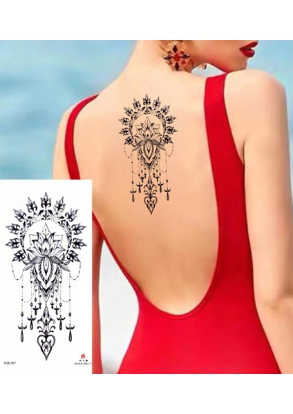 Lotus Çiçeği Şamdan Sırt Kol Bacak ve Vucut Için Geçici Dövme