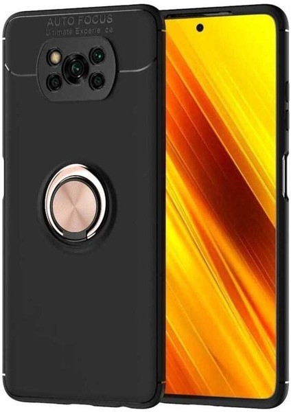 Xiaomi Poco X3 Uyumlu Kılıf Ravel Silikon Kapak, Siyah-Rose Gold