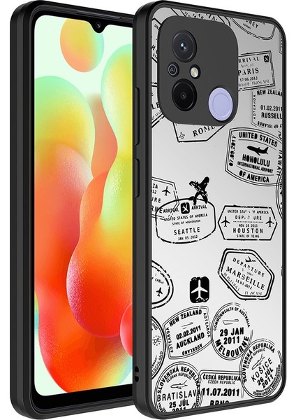 Xiaomi Redmi 12C Uyumlu Kılıf Aynalı Desenli Kamera Korumalı Parlak Mirror Kapak, Seyahat
