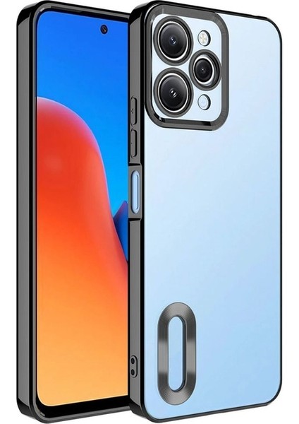 Xiaomi Redmi 12 Uyumlu Kılıf Kamera Korumalı Logo Gösteren Omega Kapak, Siyah