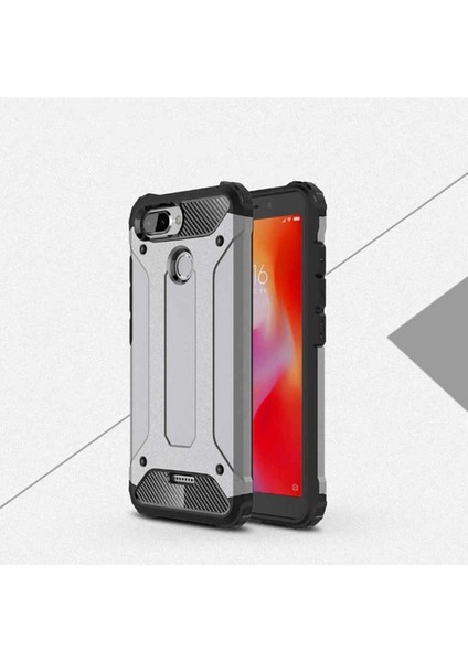 Xiaomi Redmi 6 Uyumlu Kılıf Crash Silikon Kapak, Gri