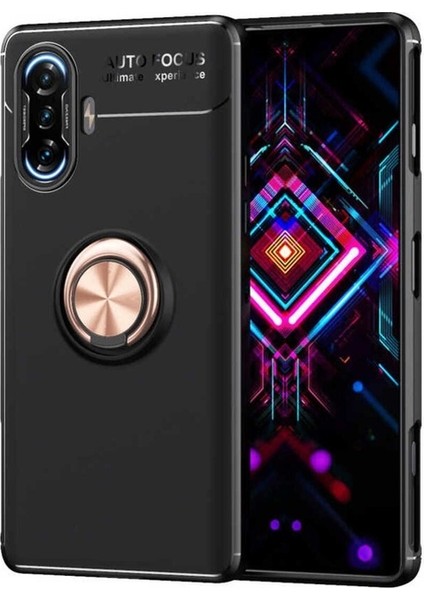 Xiaomi Redmi K40 Gaming Uyumlu Kılıf Ravel Silikon Kapak, Siyah-Rose Gold