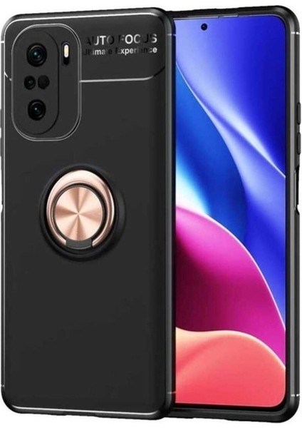 Xiaomi Redmi K40 Uyumlu Kılıf Ravel Silikon Kapak, Siyah-Rose Gold