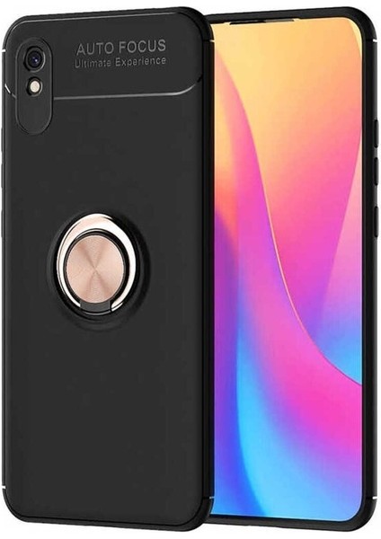 Xiaomi Redmi 9A Uyumlu Kılıf Ravel Silikon Kapak, Siyah-Rose Gold
