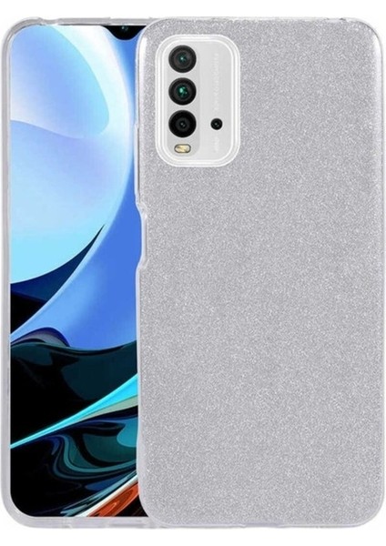 Xiaomi Redmi 9t Uyumlu Kılıf Shining Silikon, Gümüş