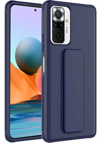 Xiaomi Redmi Note 10 Pro Uyumlu Kılıf Qstand Kapak, Lacivert