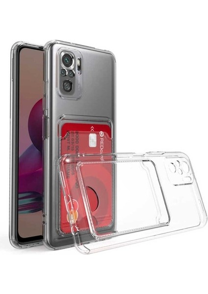 Xiaomi Redmi Note 10 Uyumlu Kılıf Kartlıklı Şeffaf Setra Clear Silikon Kapak