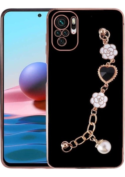 Xiaomi Redmi Note 10S Uyumlu Kılıf El Tutamaçlı Kamera Korumalı Taka Silikon Kapak, Siyah