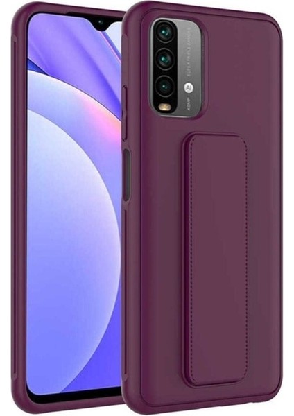 Xiaomi Redmi Note 10 Uyumlu Kılıf Qstand Kapak, Mürdüm