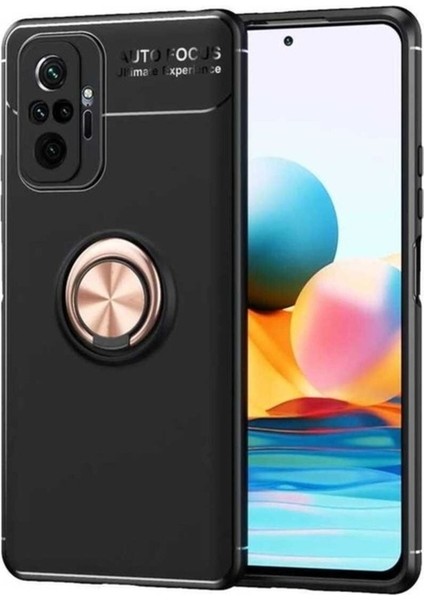 Xiaomi Redmi Note 10 Pro Uyumlu Kılıf Ravel Silikon Kapak, Siyah-Rose Gold