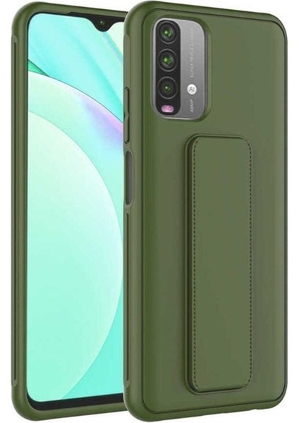 Xiaomi Redmi Note 10 Uyumlu Kılıf Qstand Kapak, Koyu Yeşil