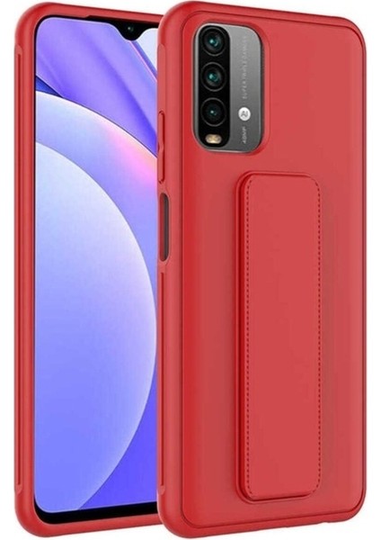 Xiaomi Redmi Note 10 Uyumlu Kılıf Qstand Kapak, Kırmızı