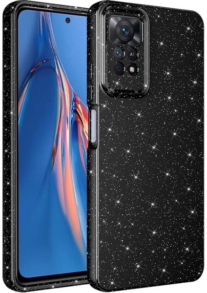 Xiaomi Redmi Note 12 Pro 4g Uyumlu Kılıf Kamera Korumalı Simli Lüks Koton Kapak, Siyah