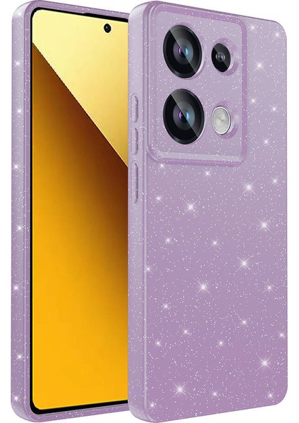 Xiaomi Redmi Note 13 Pro 4g Uyumlu Kılıf Kamera Korumalı Simli Lüks Koton Kapak, Lila