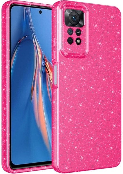 Xiaomi Redmi Note 12 Pro 4g Uyumlu Kılıf Kamera Korumalı Simli Lüks Koton Kapak, Koyu Pembe