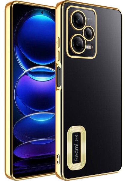 Xiaomi Redmi Note 12 Pro 5g Uyumlu Kılıf Kamera Korumalı Logo Gösteren Omega Kapak, Gold