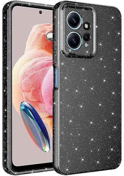 Xiaomi Redmi Note 12 4g Uyumlu Kılıf Kamera Korumalı Simli Lüks Koton Kapak, Gri