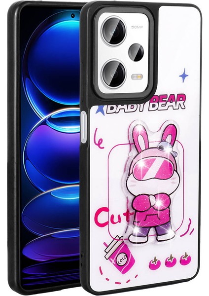 Xiaomi Redmi Note 12 Pro Plus 5g Uyumlu Kılıf Parlayan Kabartmalı Ikonik Figürlü Amas Silikon Kapak, Beyaz