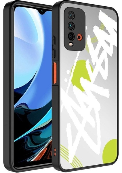 Xiaomi Redmi Note 9 4g Uyumlu Kılıf Aynalı Desenli Kamera Korumalı Parlak Mirror Kapak, Yazı