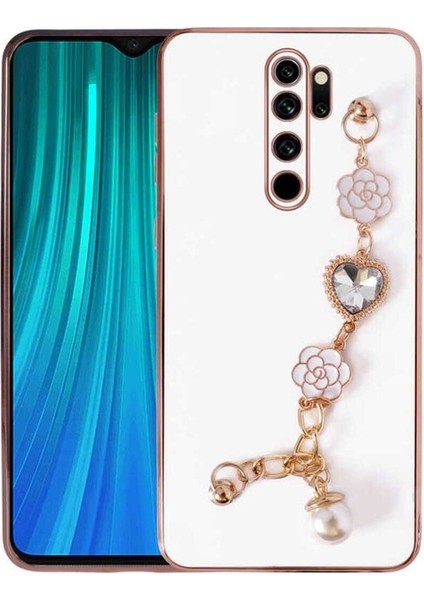 Xiaomi Redmi Note 8 Pro Uyumlu Kılıf El Tutamaçlı Kamera Korumalı Taka Silikon Kapak, Beyaz